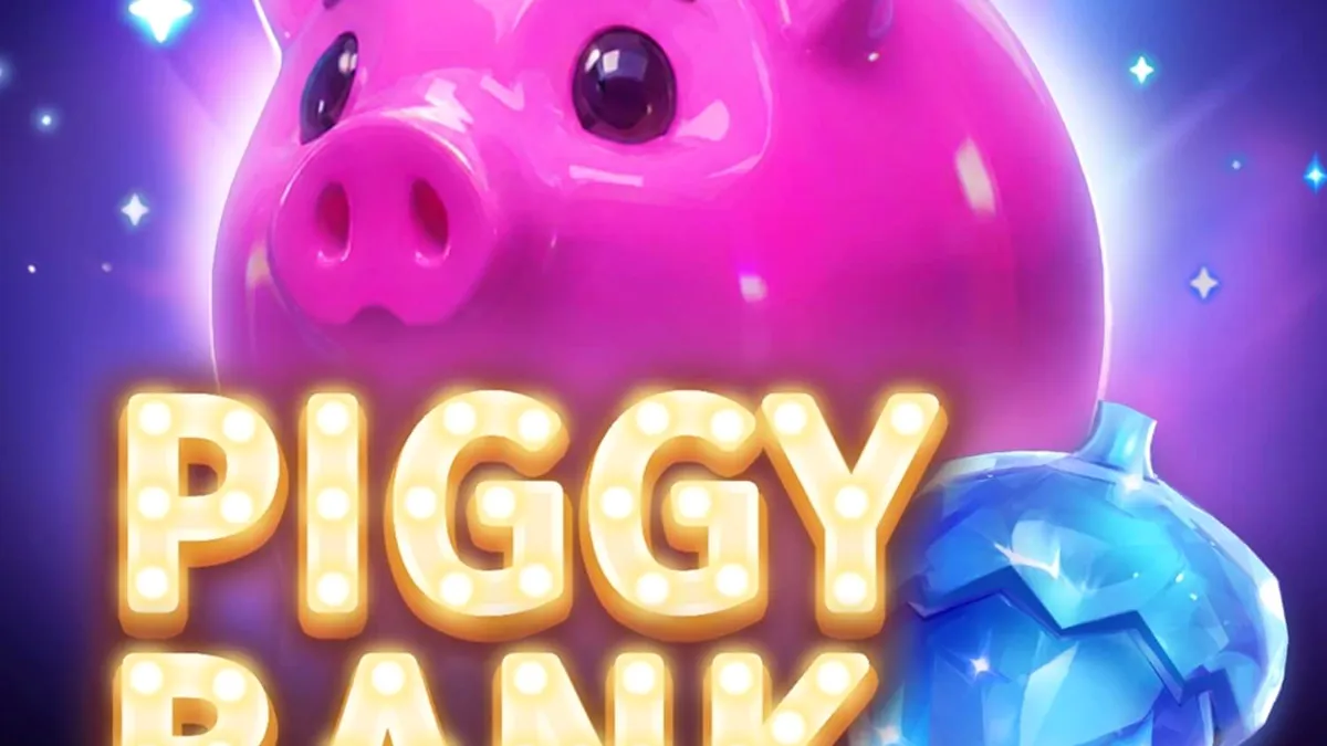 Makulay na Piggy Bank Hold & Win slot game na may mga baboy at gintong barya.