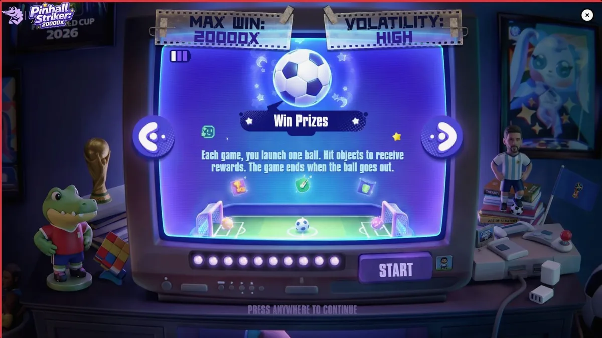 Pinball Striker 20,000x arcade football slot interface